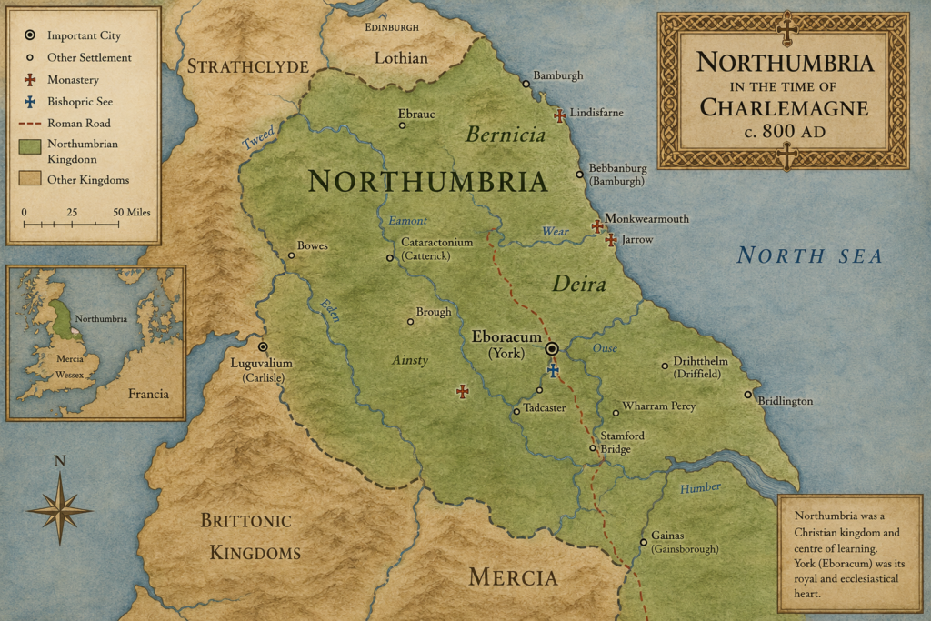 map of Northumbria around AD 800